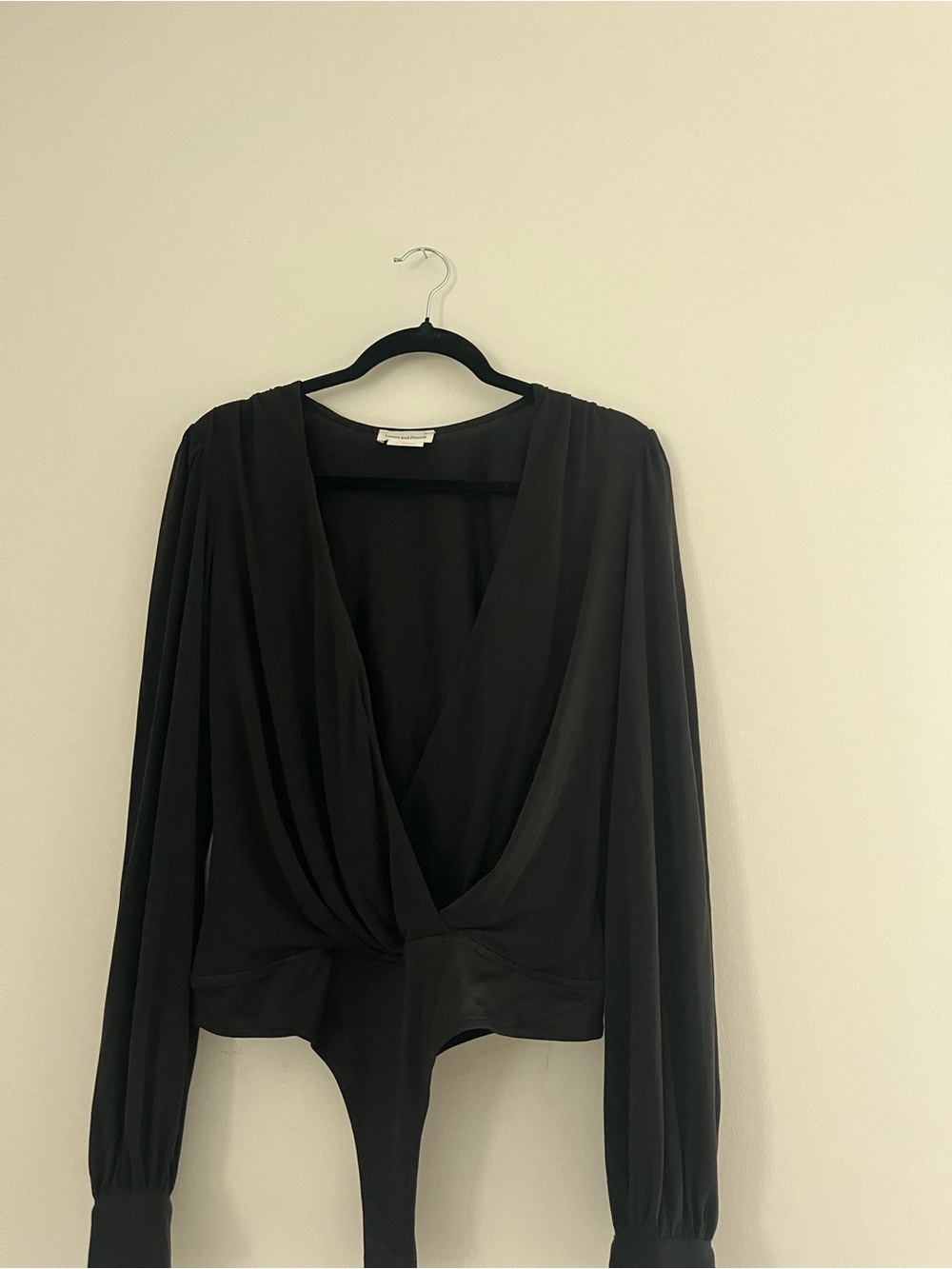 Lovers + Friends Black Deep V Long-Sleeve Bodysuit - Picture 2 of 3